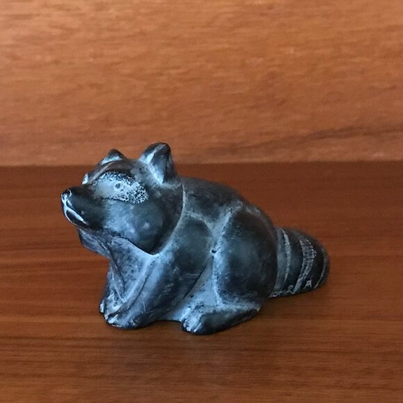 Vintage Boma Soapstone Carved Raccoon Figurine - Picture 2 of 6